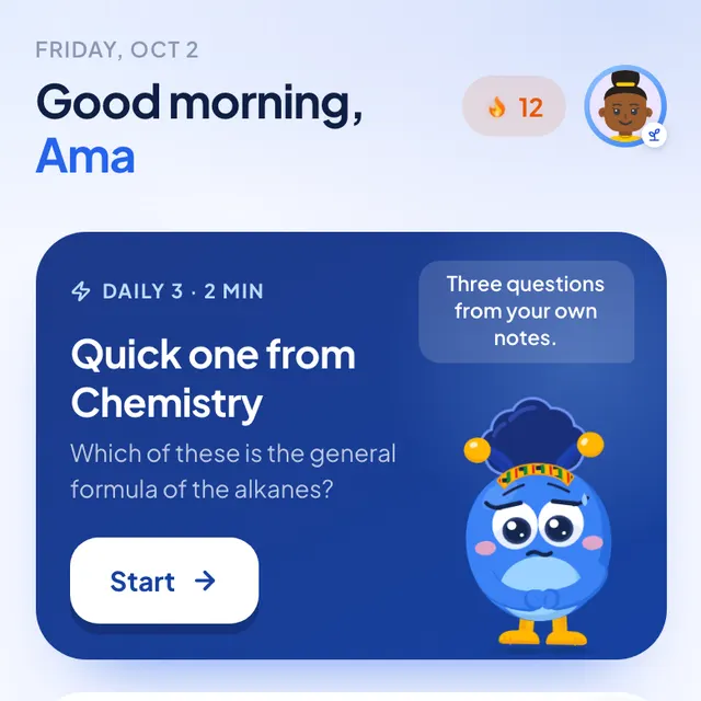 The Daily 3 card at the top of Home