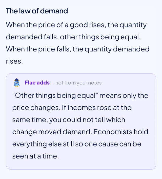 A lesson with a Flae adds box