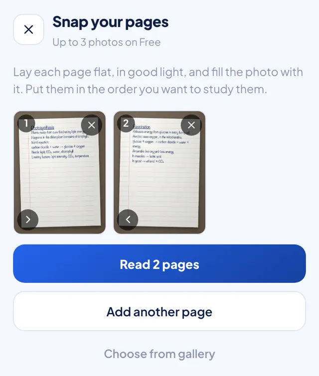 Two notebook pages ready to read