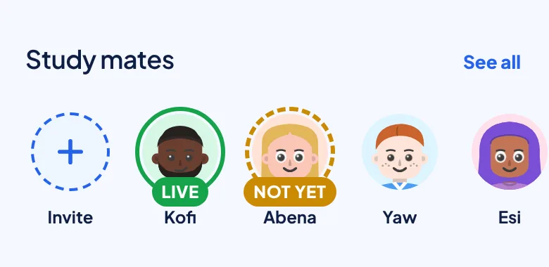Home's row of study mates: Kofi is live, Abena has not studied yet